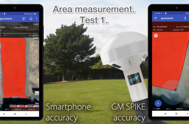 Comparison of field area measurement with GM Spike external GNSS receiver, smartphone, and GNSS RTK device. Test Case. Comparison of field area measurement with GM Spike external GNSS receiver, smartphone, and GNSS RTK device. Test Case.