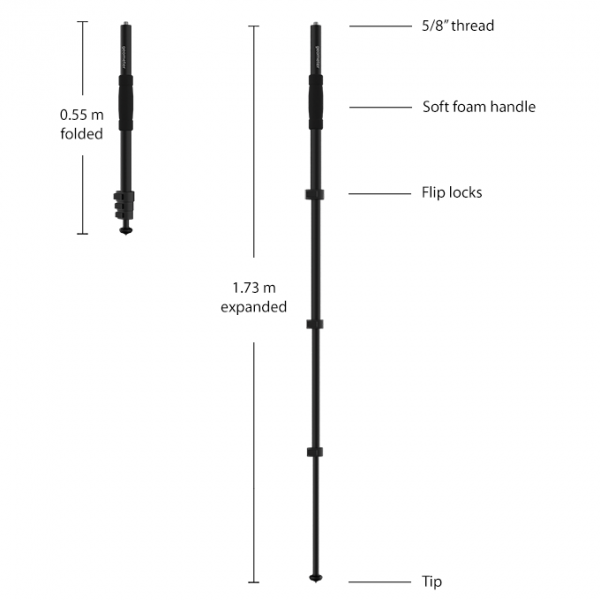 Foldable survey pole TS180