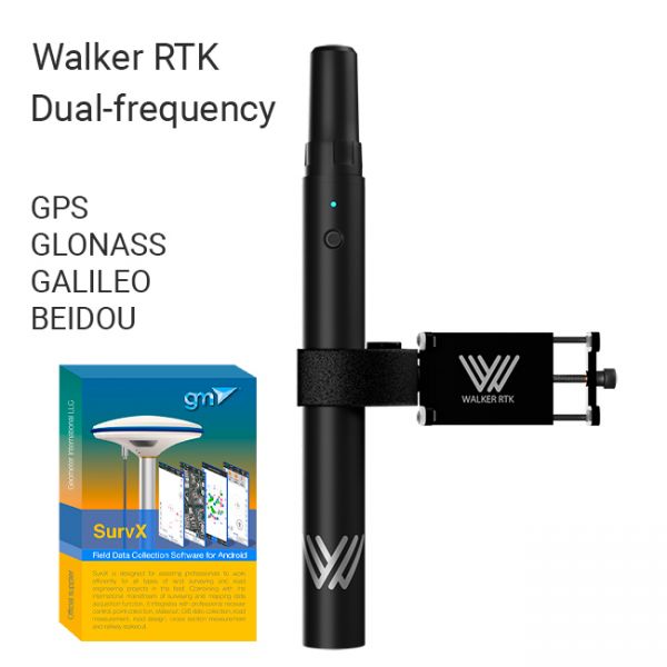Компактний двочастотний GNSS приймач Walker RTK SurvX